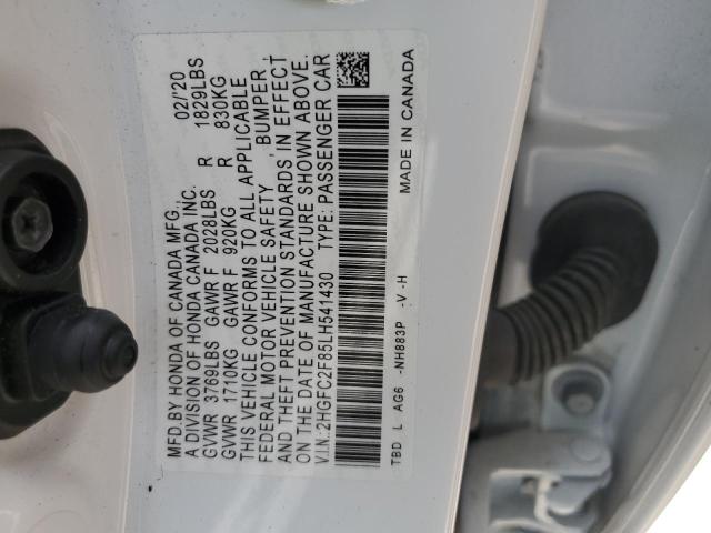 2HGFC2F85LH541430 - 2020 HONDA CIVIC SPORT 白色 照片 13