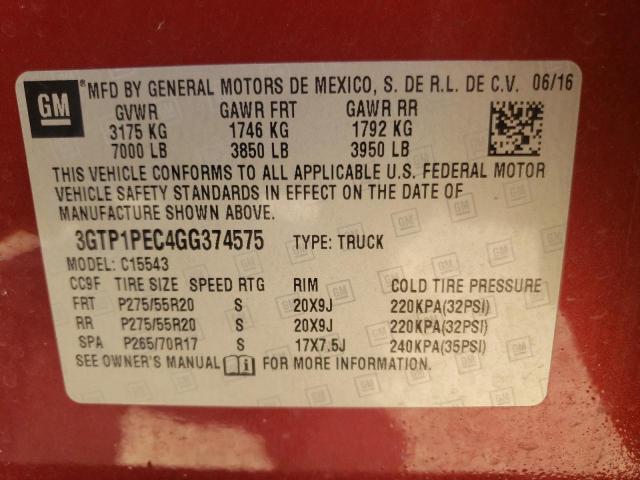 3GTP1PEC4GG374575 - 2016 GMC SIERRA C1500 DENALI RED photo 13