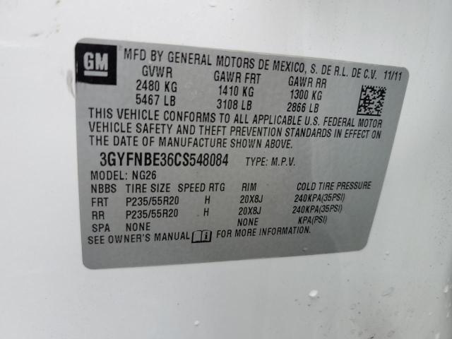 3GYFNBE36CS548084 - 2012 CADILLAC SRX PERFORMANCE COLLECTION Ақ фото 13