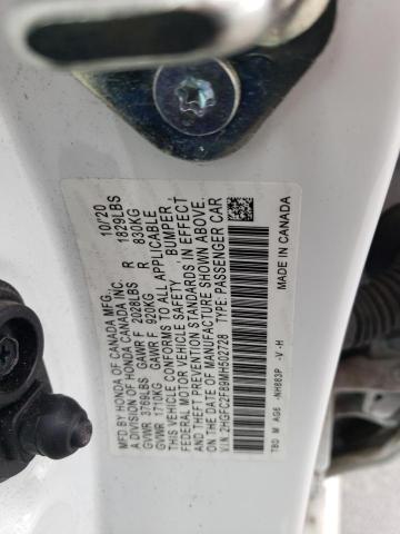 2HGFC2F89MH502728 - 2021 HONDA CIVIC SPORT 白色 照片 13