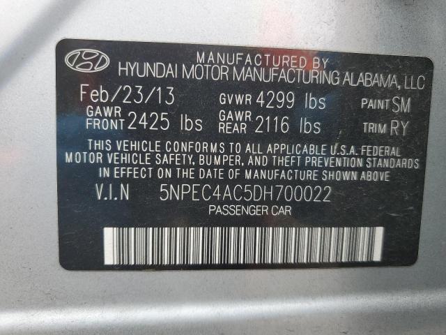 5NPEC4AC5DH700022 - 2013 HYUNDAI SONATA SE SILVER photo 12