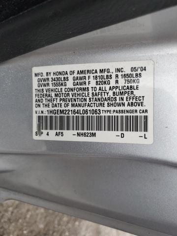 1HGEM22164L061063 - 2004 HONDA CIVIC DX VP SILVER photo 13