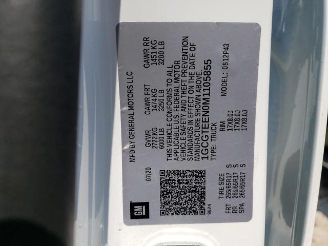 1GCGTEEN0M1105855 - 2021 CHEVROLET COLORADO ZR2 WHITE photo 12