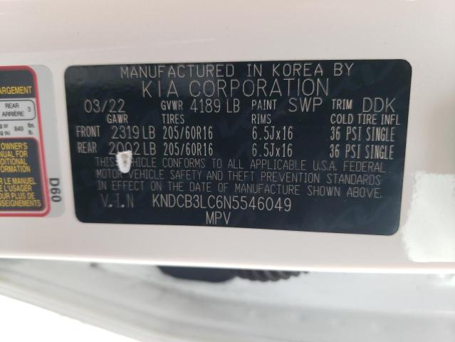 KNDCB3LC6N5546049 - 2022 KIA NIRO LX WHITE photo 12