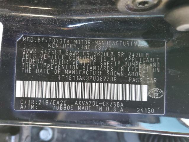 4T1G11AK3PU082788 - 2023 TOYOTA CAMRY SE NIGHT SHADE BLACK photo 12