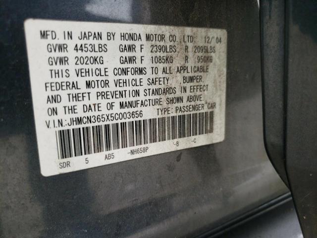 JHMCN365X5C003656 - 2005 HONDA ACCORD HYBRID GRAY photo 13