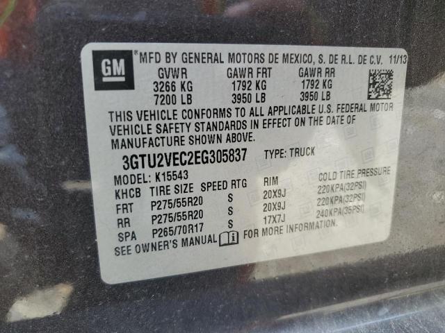 3GTU2VEC2EG305837 - 2014 GMC SIERRA K1500 SLT GRAY photo 12