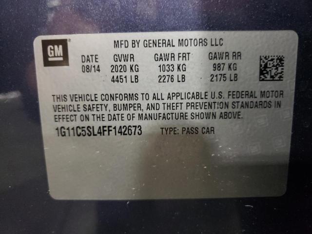 1G11C5SL4FF142673 - 2015 CHEVROLET MALIBU 1LT 蓝色 照片 10