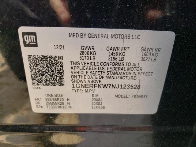 1GNERFKW7NJ123528 - 2022 CHEVROLET TRAVERSE LS BLACK photo 13