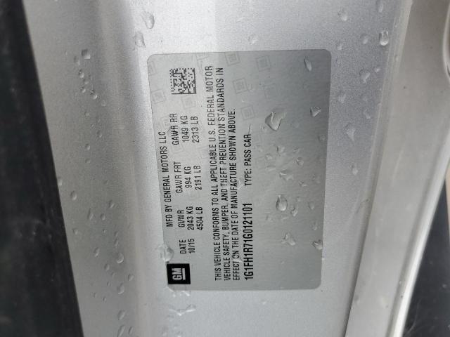 1G1FH1R71G0121101 - 2016 CHEVROLET CAMARO SS SILVER photo 12