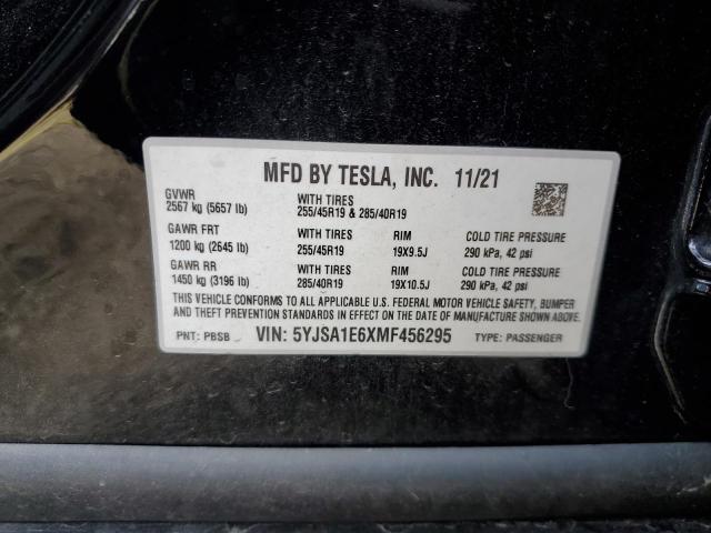 5YJSA1E6XMF456295 - 2021 TESLA MODEL S 黑色 照片 13