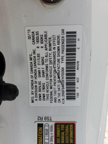 2HGFG4A55FH703364 - 2015 HONDA CIVIC SI WHITE photo 12