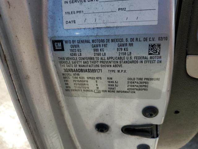 3GNBAADB9AS589171 - 2010 CHEVROLET HHR LT LS SILVER photo 12