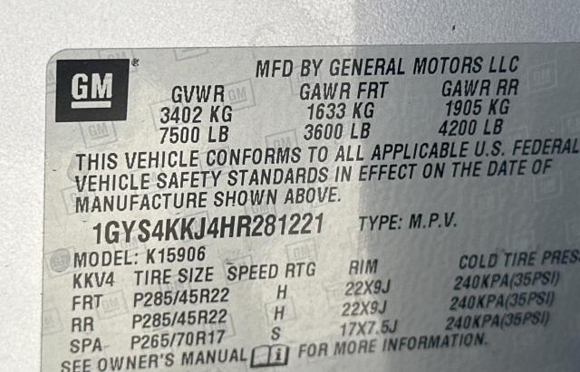 1GYS4KKJ4HR281221 - 2017 CADILLAC ESCALADE ESV PLATINUM Күміс фото 10