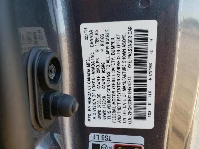 2HGFG3B81EH510341 - 2014 HONDA CIVIC EX GRAY photo 13