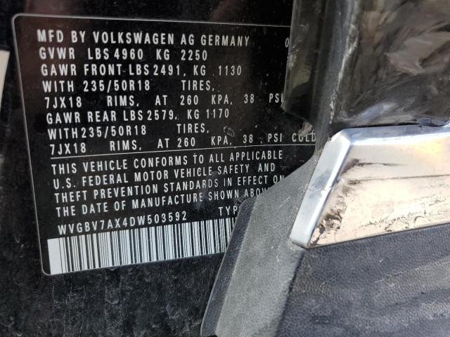 WVGBV7AX4DW503592 - 2013 VOLKSWAGEN TIGUAN S 黑色 照片 12