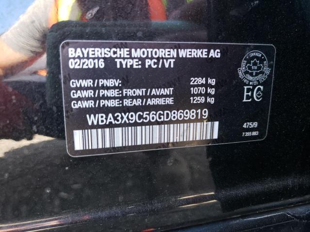 WBA3X9C56GD869819 - 2016 BMW 335 XIGT BLACK photo 12