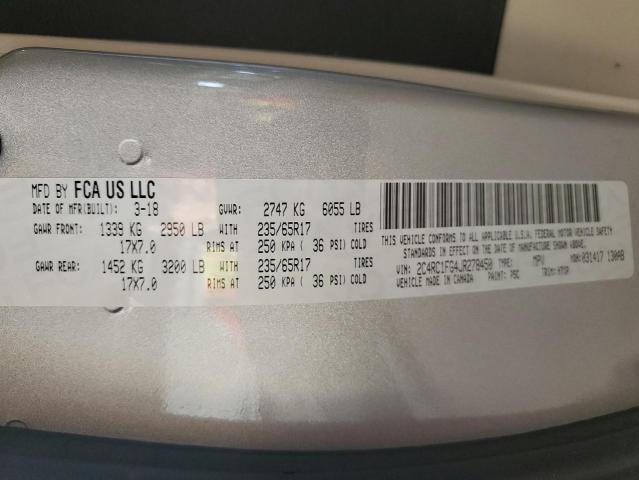 2C4RC1FG4JR278450 - 2018 CHRYSLER PACIFICA TOURING PLUS SILVER photo 13