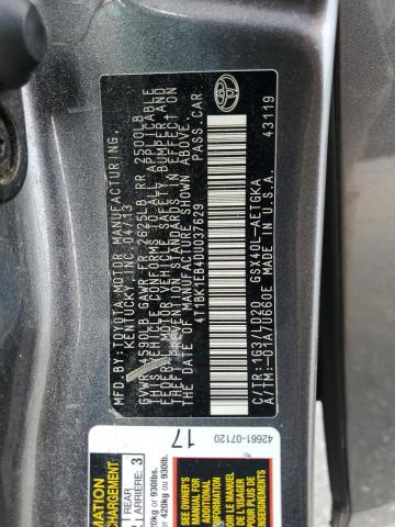 4T1BK1EB4DU037629 - 2013 TOYOTA AVALON BASE GRAY photo 12