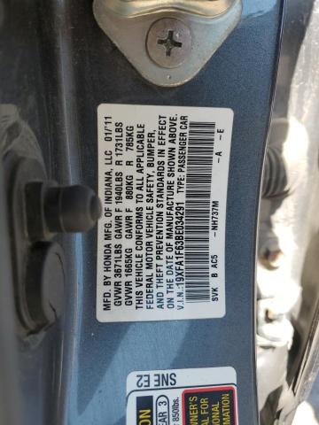 19XFA1F63BE034291 - 2011 HONDA CIVIC LX-S GRAY photo 12