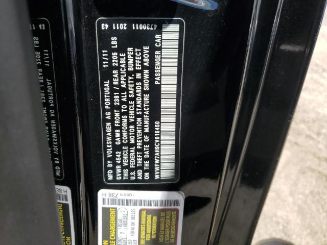 WVWFW7AH9CV015450 - 2012 VOLKSWAGEN EOS LUX 黑色 照片 12