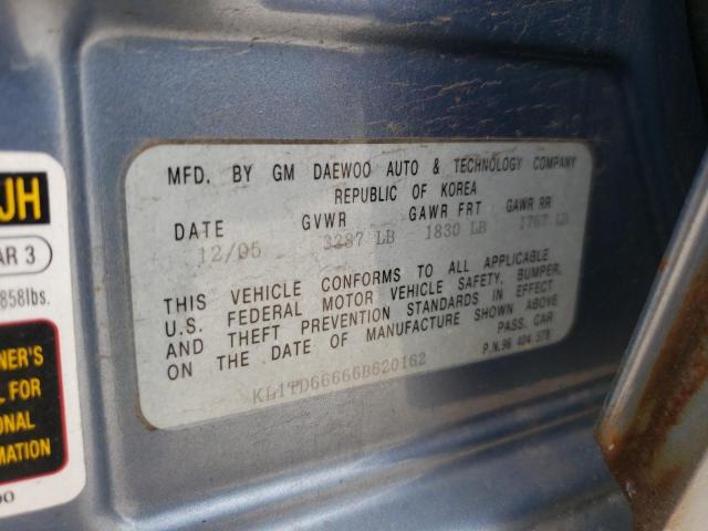 KL1TD66666B620162 - 2006 CHEVROLET AVEO BASE Mavi foto 13