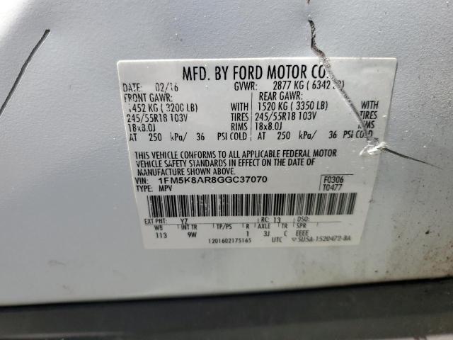 1FM5K8AR8GGC37070 - 2016 FORD EXPLORER POLICE INTERCEPTOR 白色 照片 13