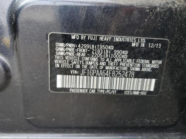 JF1GPAA64E8252478 - 2014 SUBARU IMPREZA BLACK photo 12