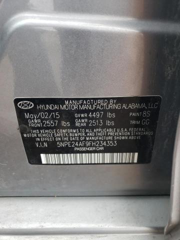 5NPE24AF9FH234353 - 2015 HYUNDAI SONATA SE GRAY photo 12