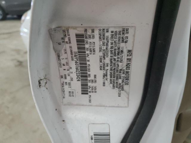 1FAFP56U16A233424 - 2006 FORD TAURUS SEL WHITE photo 12