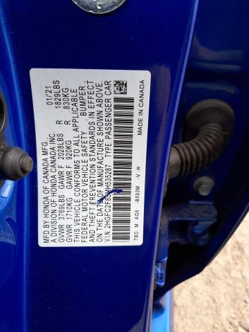 2HGFC2F85MH535287 - 2021 HONDA CIVIC SPORT 蓝色 照片 12