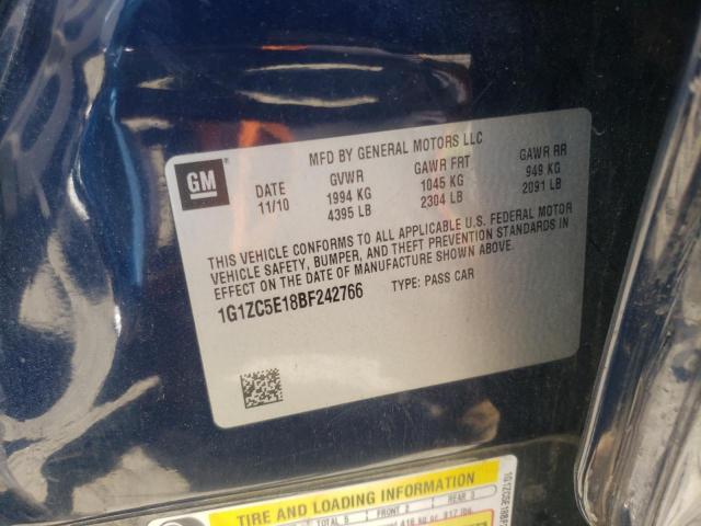 1G1ZC5E18BF242766 - 2011 CHEVROLET MALIBU 1LT 蓝色 照片 12