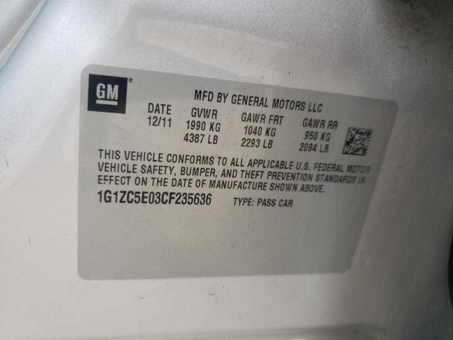 1G1ZC5E03CF235636 - 2012 CHEVROLET MALIBU 1LT SILVER photo 12