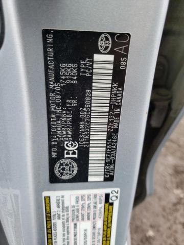 2T1KR32E36C560828 - 2006 TOYOTA COROLLA MA XR SILVER photo 12