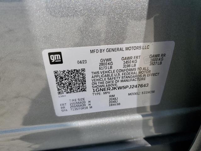 1GNERJKW5PJ247643 - 2023 CHEVROLET TRAVERSE RS SILVER photo 13