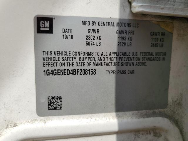 1G4GE5ED4BF208158 - 2011 BUICK LACROSSE CXS WHITE photo 12