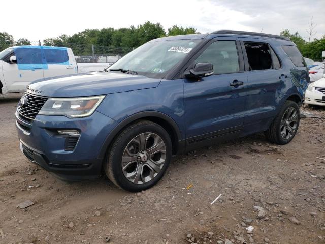 1FM5K8GT5JGA01776 - 2018 FORD EXPLORER SPORT BLUE photo 1