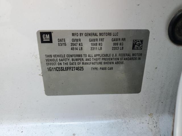 1G11C5SL6FF274625 - 2015 CHEVROLET MALIBU 1LT WHITE photo 14