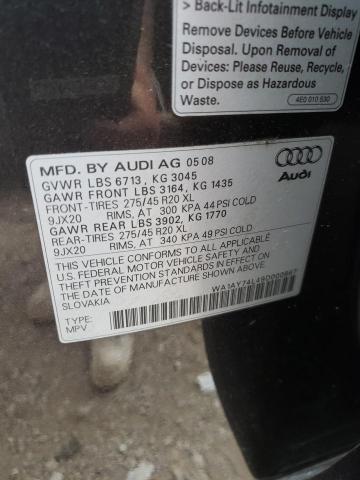 WA1AY74L49D000867 - 2009 AUDI Q7 3.6 QUATTRO GRAY photo 10