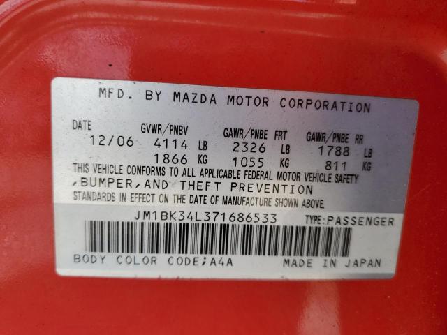 JM1BK34L371686533 - 2007 MAZDA SPEED 3 RED photo 12