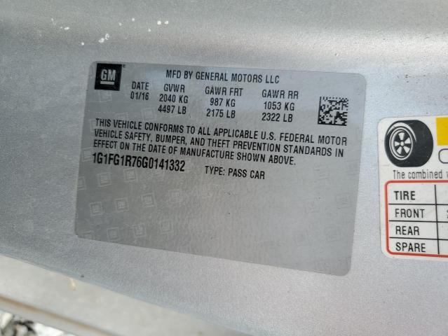 1G1FG1R76G0141332 - 2016 CHEVROLET CAMARO SS SILVER photo 12