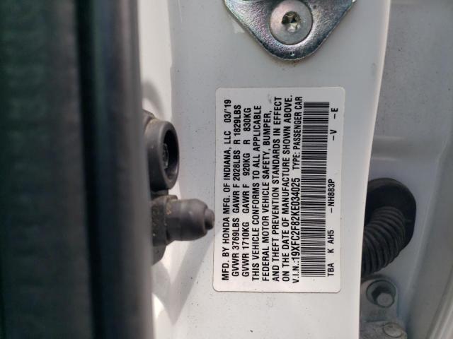 19XFC2F82KE034025 - 2019 HONDA CIVIC SPORT 白色 照片 12