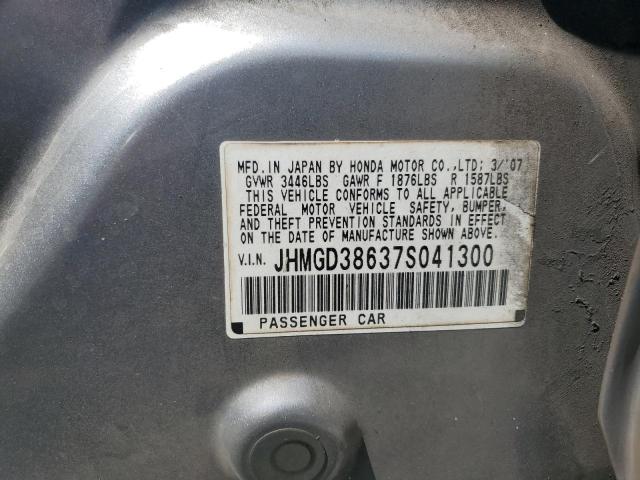 JHMGD38637S041300 - 2007 HONDA FIT S ნაცრისფერი ფოტო 12