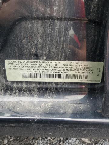 3VWEF71K87M154683 - 2007 VOLKSWAGEN JETTA WOLFSBURG 黑色 照片 12