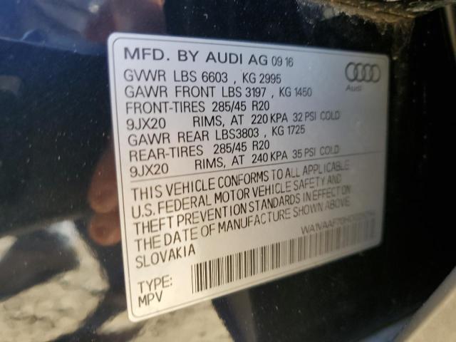 WA1VAAF70HD028294 - 2017 AUDI Q7 PRESTIGE BLACK photo 10