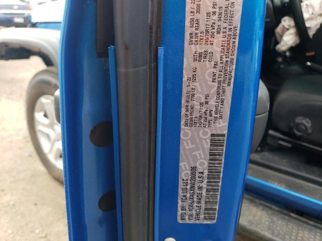 1C4HJXAGXNW200506 - 2022 JEEP WRANGLER SPORT BLUE photo 12