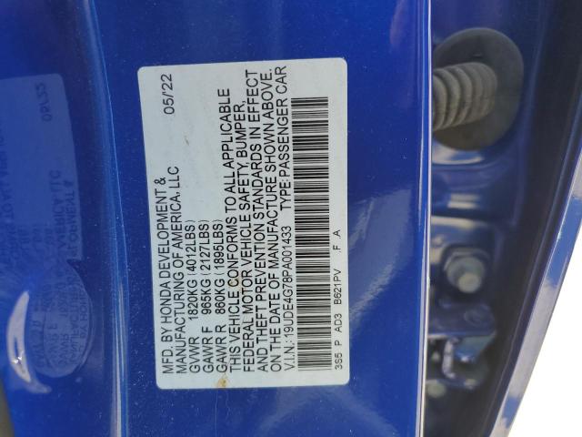 19UDE4G78PA001433 - 2023 ACURA INTEGRA A-SPEC TECH BLUE photo 12