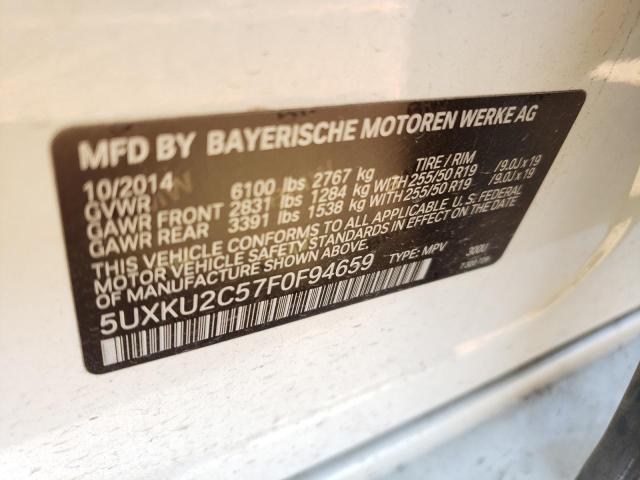 5UXKU2C57F0F94659 - 2015 BMW X6 XDRIVE35I WHITE photo 13