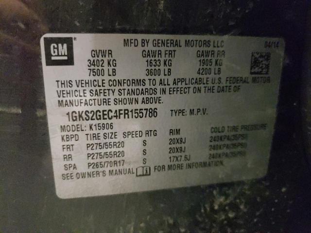 1GKS2GEC4FR155786 - 2015 GMC YUKON XL K1500 SLE CHARCOAL photo 13