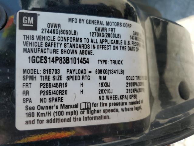 1GCES14P83B101454 - 2003 CHEVROLET SSR 黑色 照片 12